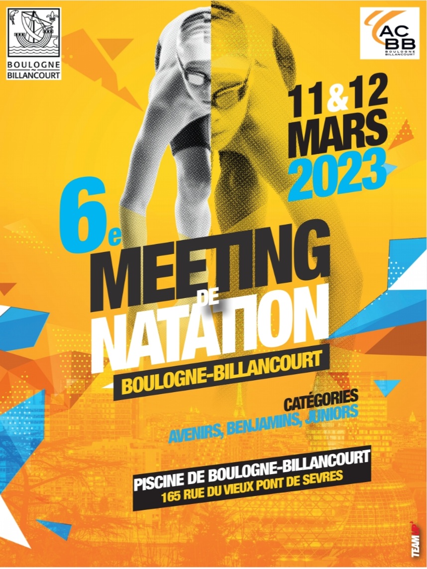 Affiche 6ème Meeting de natation de Boulogne-Billancourt